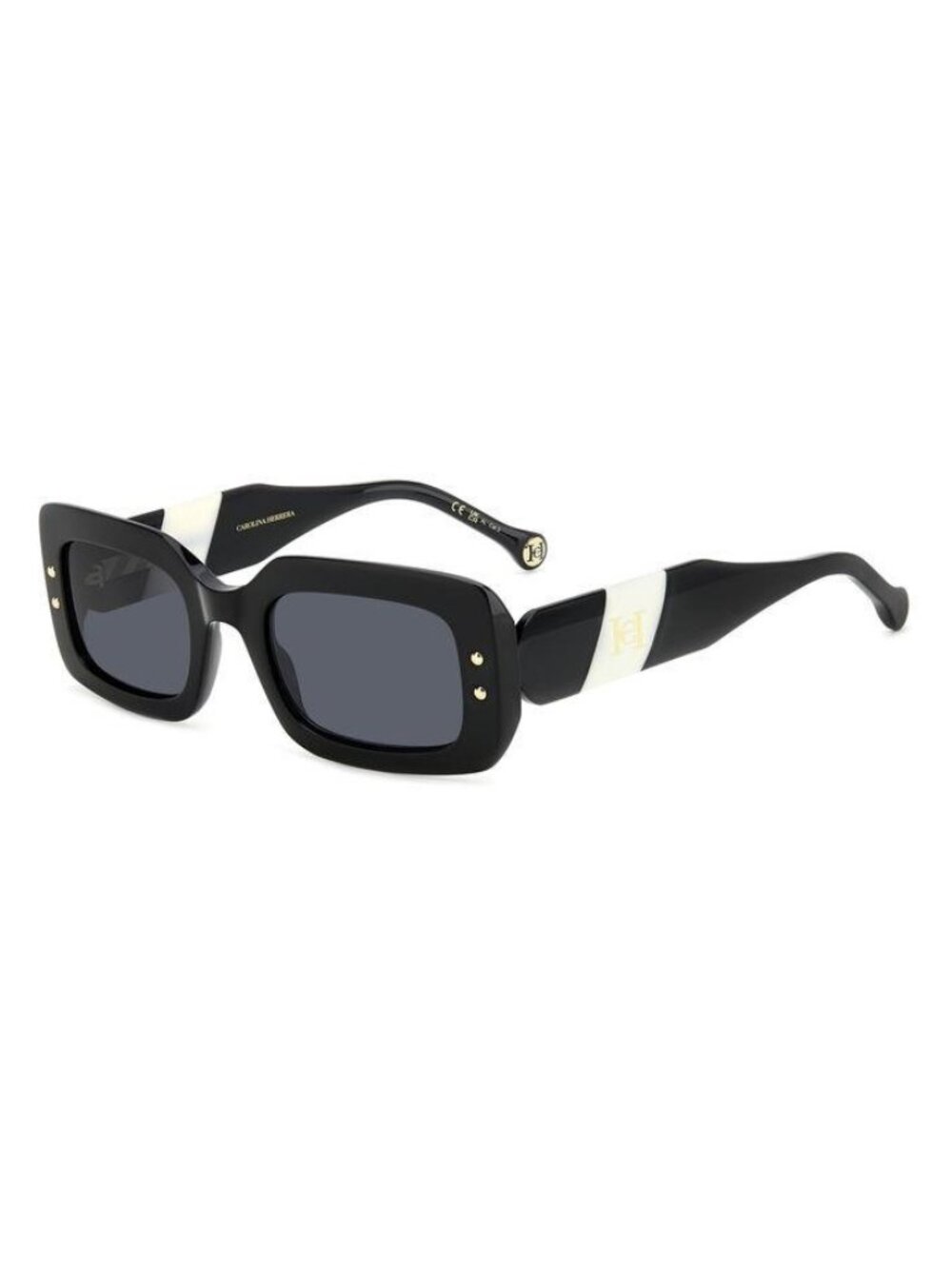 New Carolina Herrera Women's Sunglasses White Square Grey Lens Acetate Frame